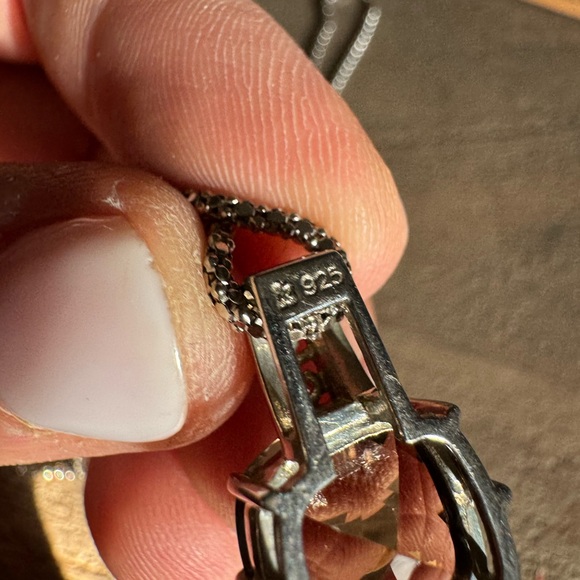 18K yellow gold and 925 Sterling silver Smoky Quartz pendant necklace - Picture 14 of 14